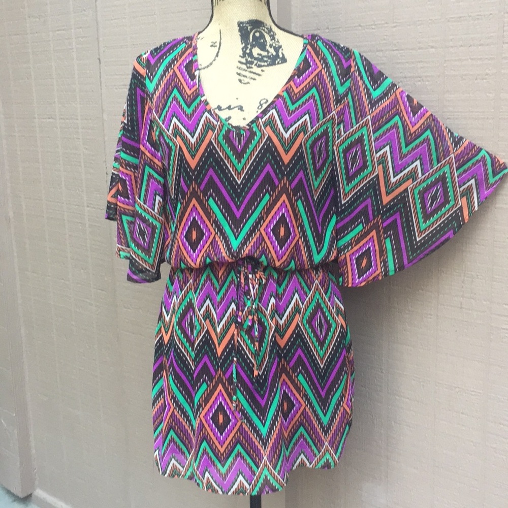 Sz M Yetts Los Angeles Multicolor Mini Dress EUC